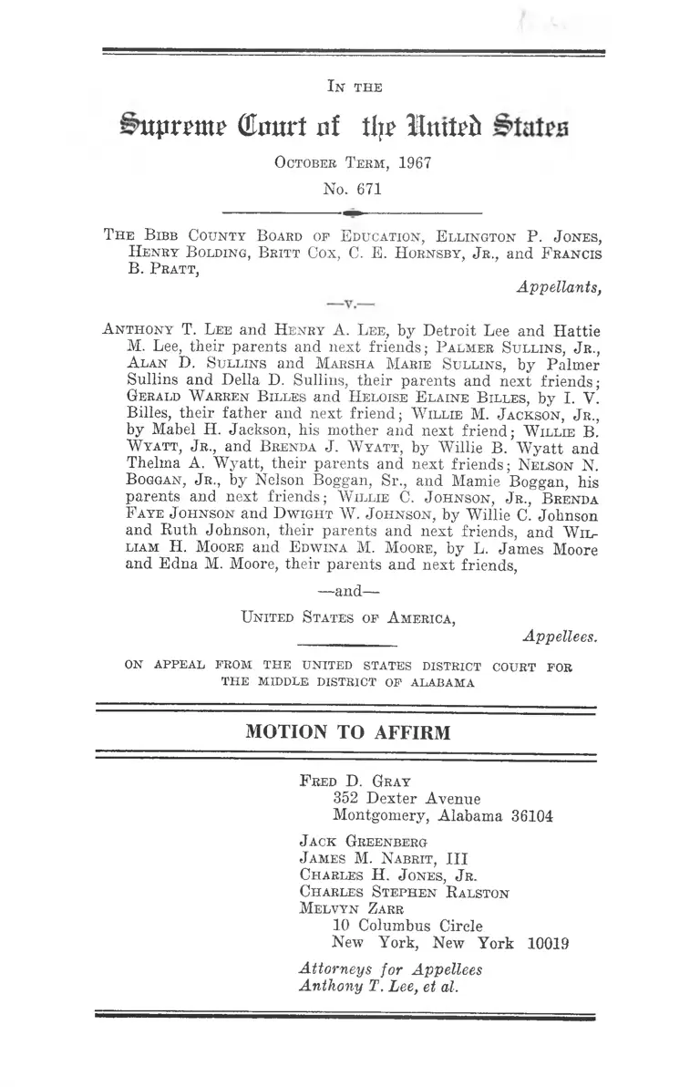Bibb County Board of Education v. United States Jurisdictional Statement preview