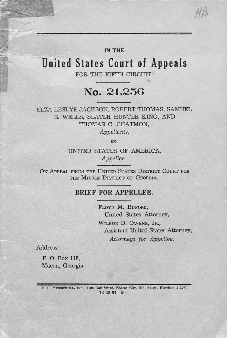Jackson v. United States Brief for Appellee preview