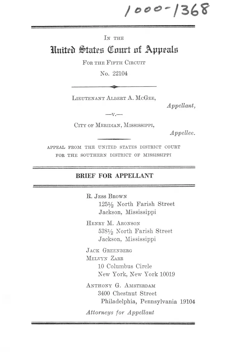 McGee v. City of Meridian, Mississippi Brief for Appellant preview