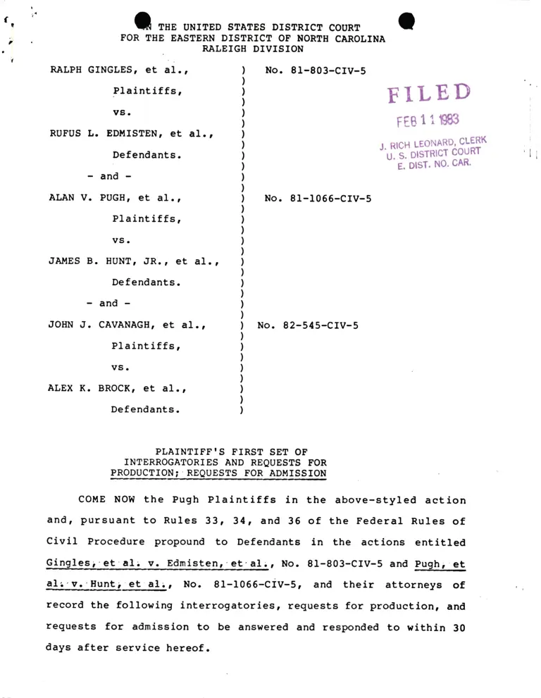 Plaintiff's First Set of Interrogatories and Request For Production; Requests for Admission preview