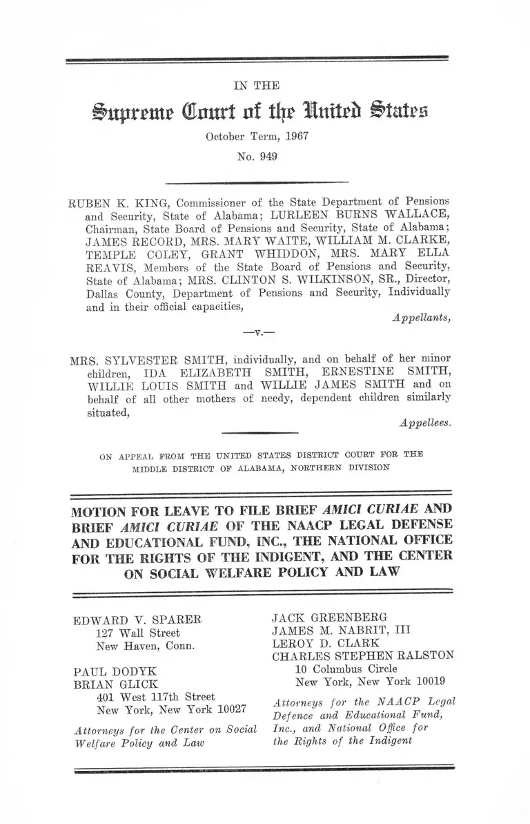 King v. Smith Motion for Leave to File Brief Amici Curiae and Brief Amici Curiae preview