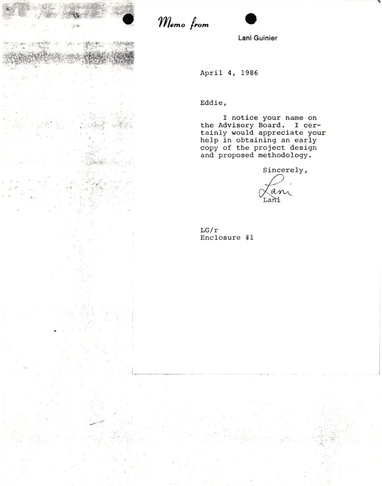 Memo from Lani Guinier to Eddie preview