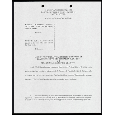Motion to Strike Affidavits Filed in Support of Plaintiffs’ Motion for Summary Judgment preview