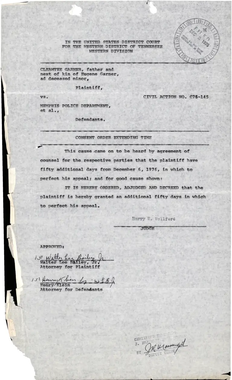 Consent Order Extending Time preview