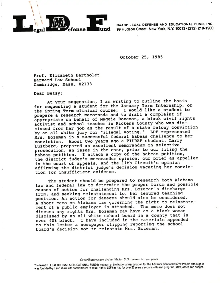 Correspondence from Guinier to Bartholet preview