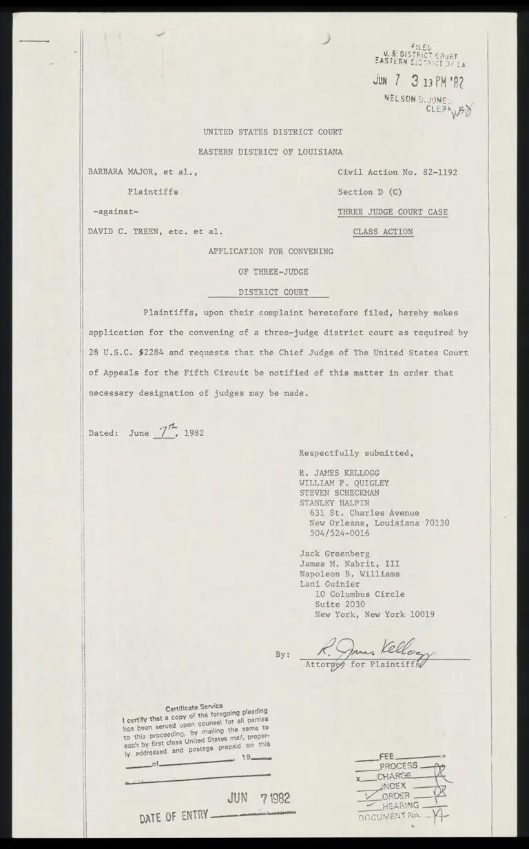Application for Convening of Three-Judge District Court preview