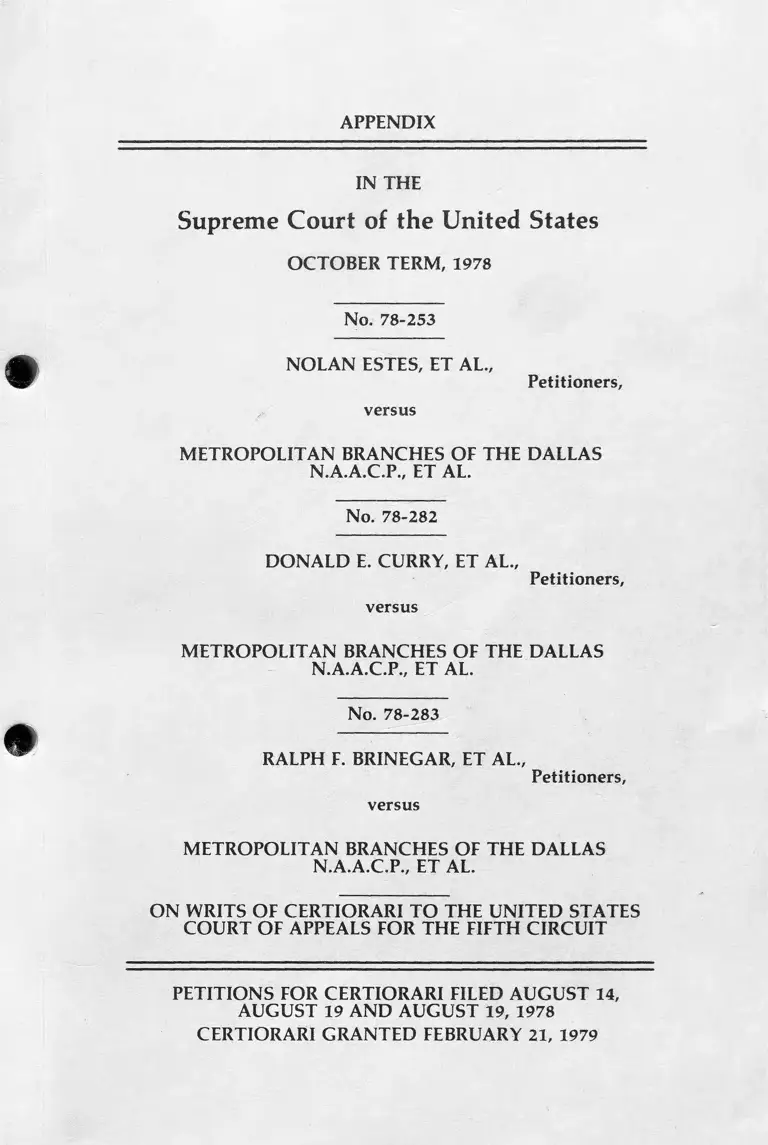 Estes v. Dallas NAACP Appendix preview