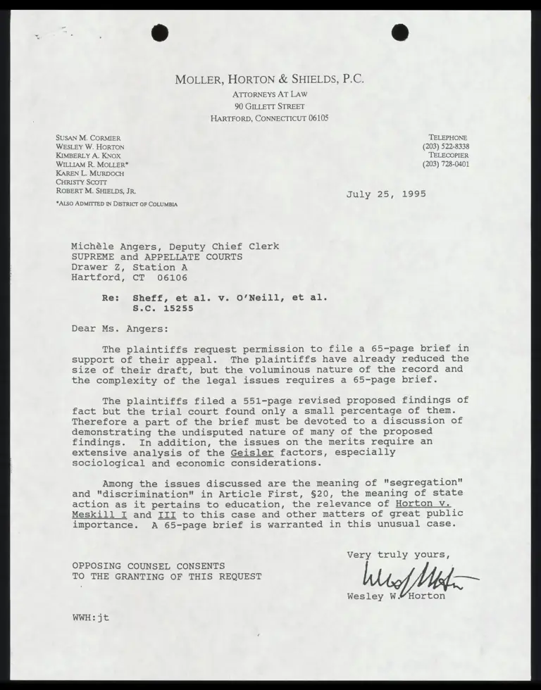 Letter from Horton to court preview
