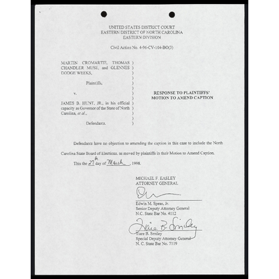 Response to Plaintiffs' Motion to Amend Caption with Certificate of Service preview