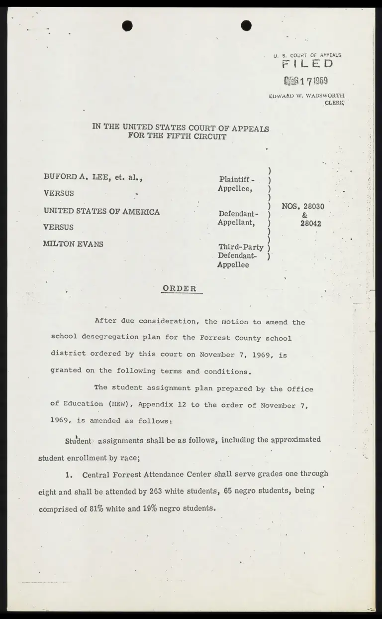 Order Granting Motion to Amend Forrest County Desegregation Plan preview