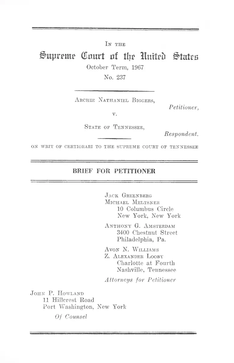 Biggers v. Tennessee Brief for Petitioner preview