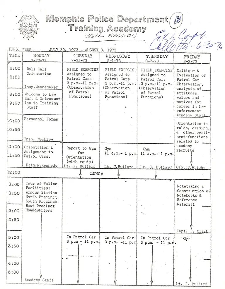 Memphis Police Department Training Academy Schedule preview