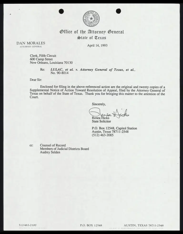 Supplemental Notice of Action Toward Resolution of Appeal preview