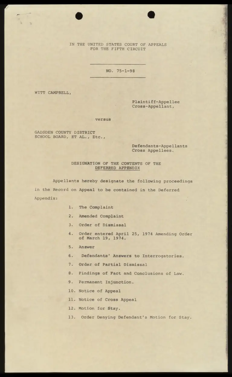 Designation of the Contents of the Deferred Appendix preview