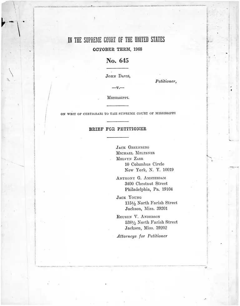 Davis v. Mississippi Brief for Petitioner preview