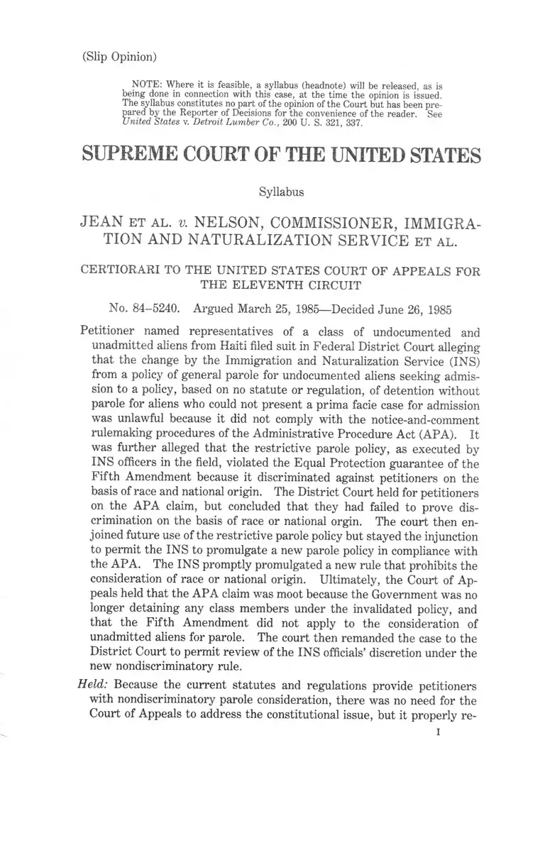 Jean v. Nelson Slip Opinion preview