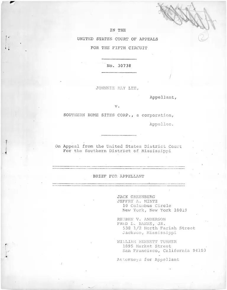 Lee v. Southern Home Sites Corporation Brief for Appellant preview