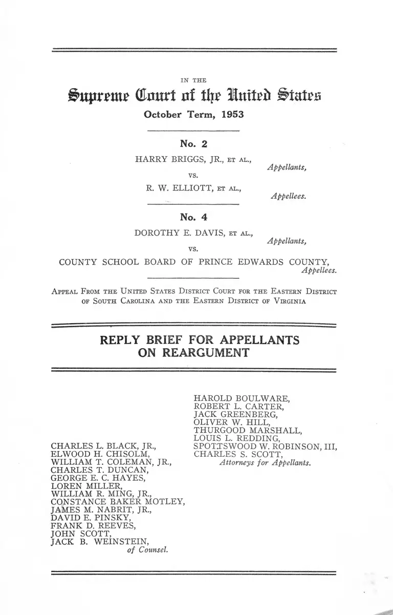 Briggs v. Elliot Reply Brief for Appellants on Reargument preview