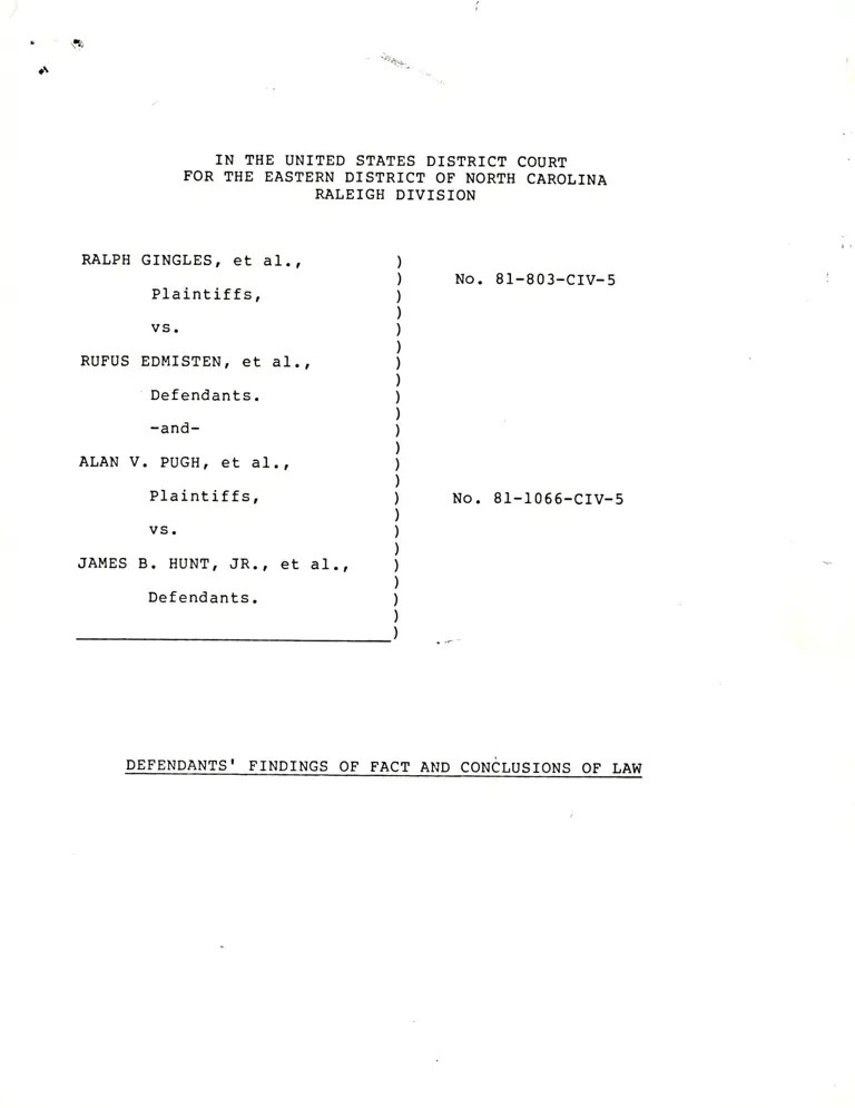 Defendants' Findings of Fact and Conclusions of Law preview
