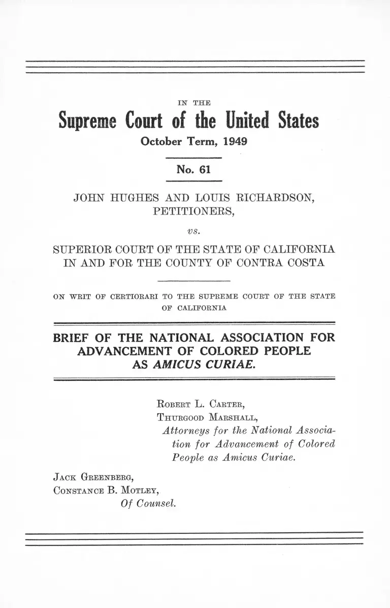 Hughes v. Superior Court of California in Contra Costa County Brief of the NAACP Amicus Curiae preview