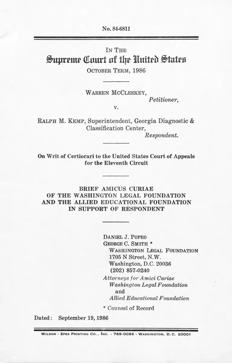 McCleskey v. Kemp Brief Amicus Curiae in Support of Respondent preview