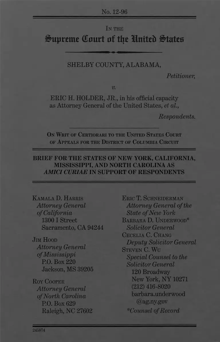 Shelby County v. Holder Brief Amici Curiae preview