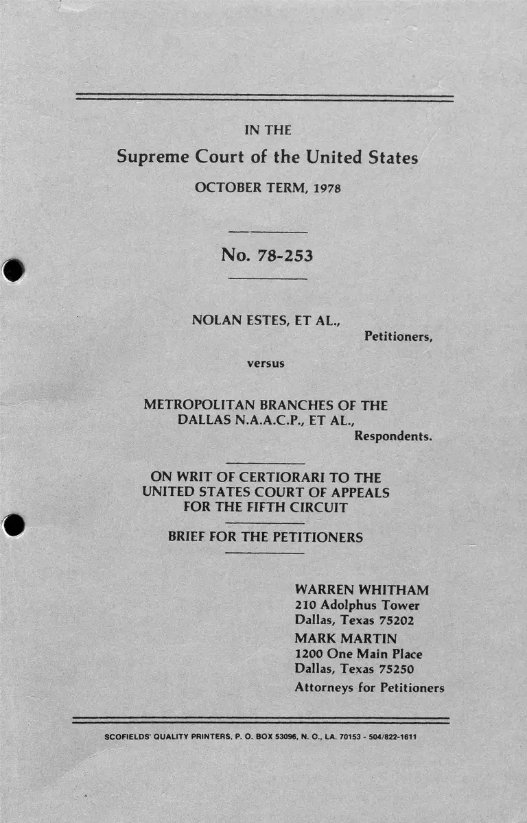 Estes v. Dallas NAACP Brief for Petitioners preview