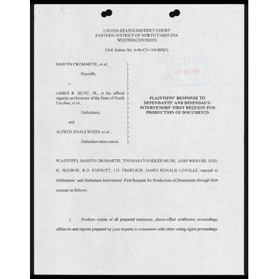 Plaintiffs’ Response to Defendants’ and Defendant-Intervenors’ First Request for Production of Documents preview