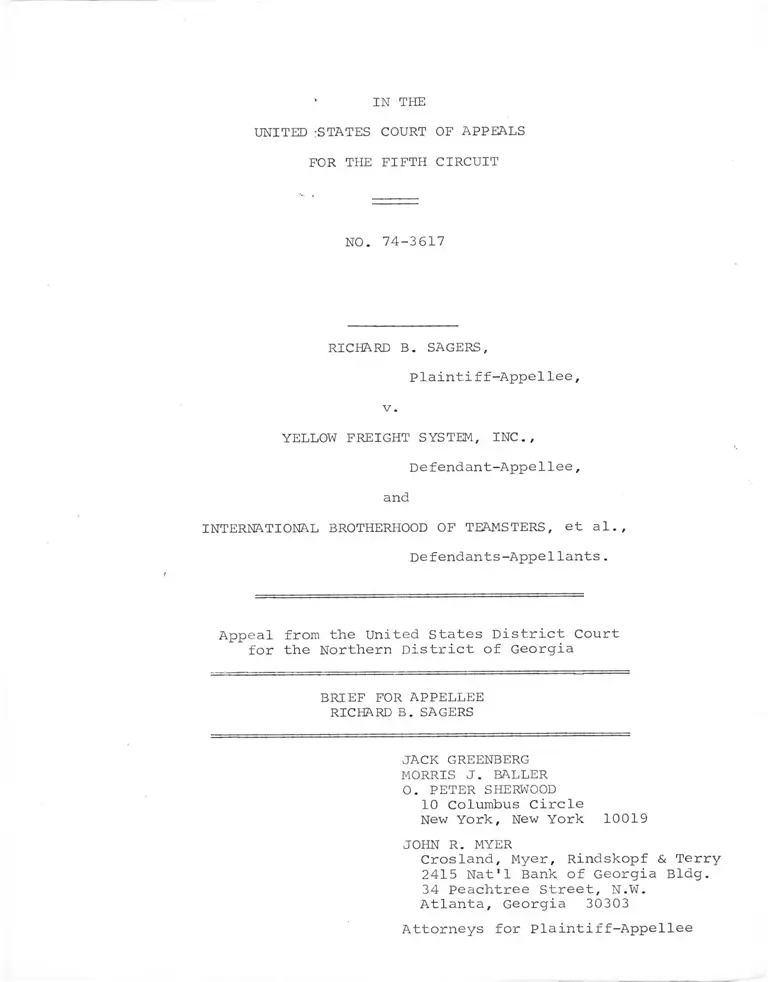 Sagers v Yellow Freight System Brief for Appellee preview