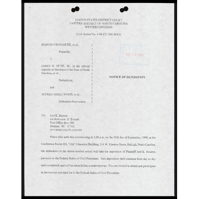 Notice of Deposition (9/30 3PM) preview
