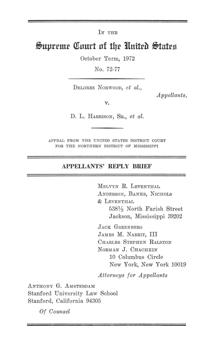 Norwood v. Harrison Appellants' Reply Brief preview