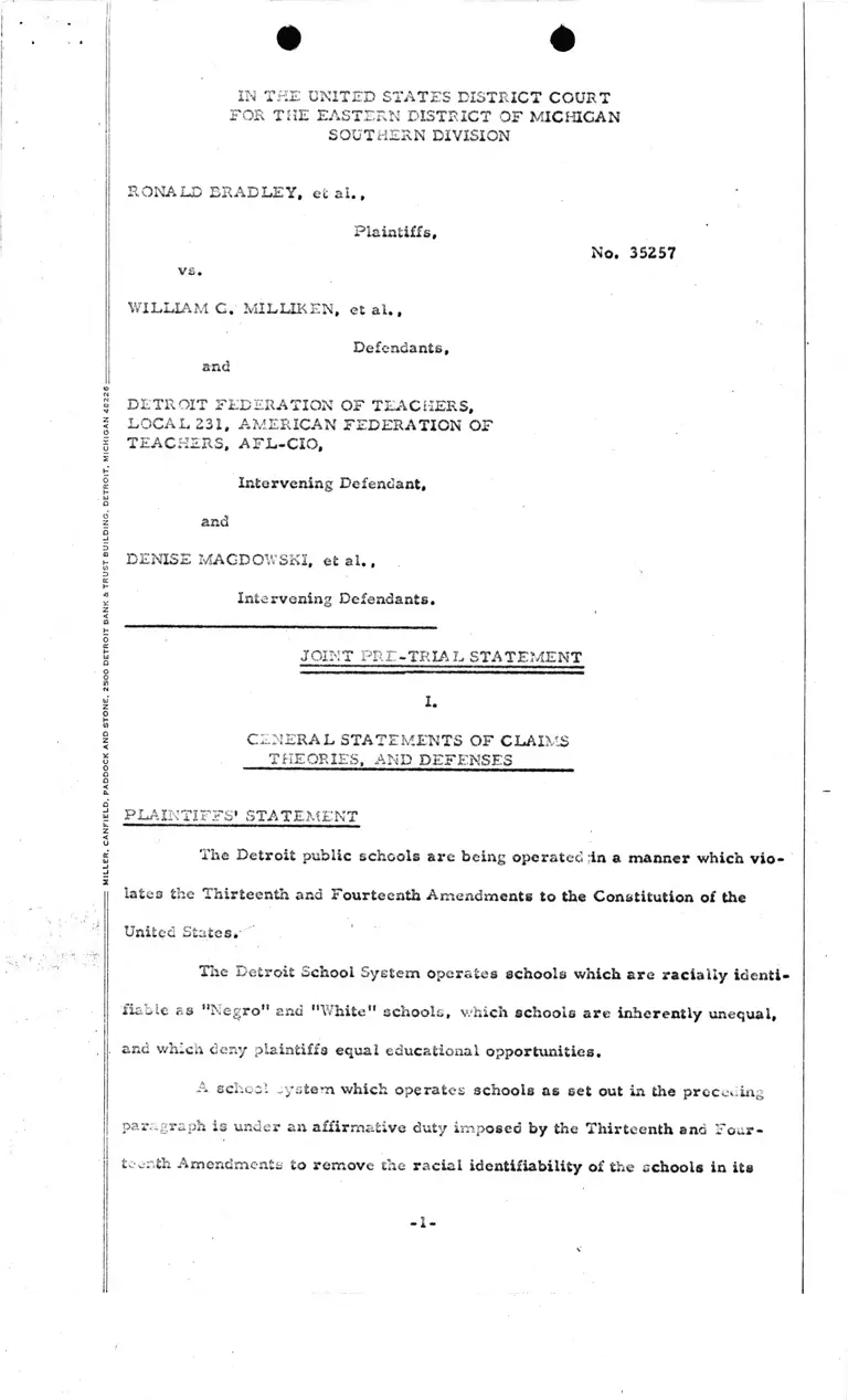 Draft Joint Pre-Trial Statement preview