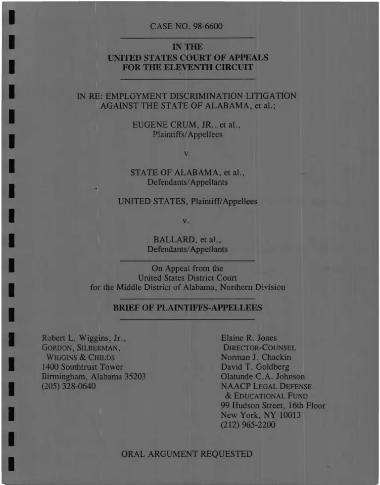 Crum v. Alabama Brief of Plaintiffs-Appellees preview