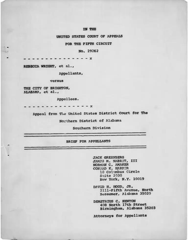 Wright v. The City of Brighton Alabama Brief for Appellants preview