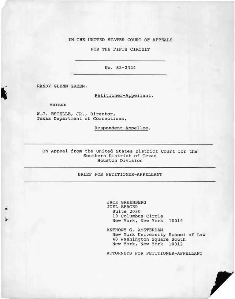 Green v. Estelle Brief for Petitioner-Appellant preview