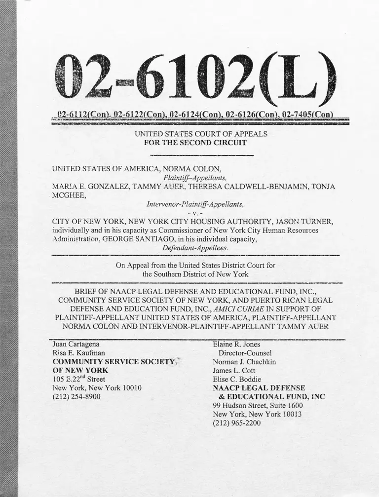 United States v. City of New York, NY Brief Amici Curiae in Support of Plaintiff-Appellant preview