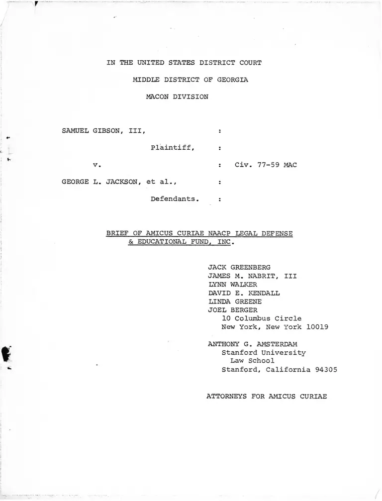Gibson v. Jackson Brief of Amicus Curiae preview