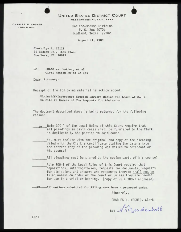 Plaintiff-Intervenor Houston Lawyers' Motion for Leave of Court to File in Excess of Ten Requests for Admission preview