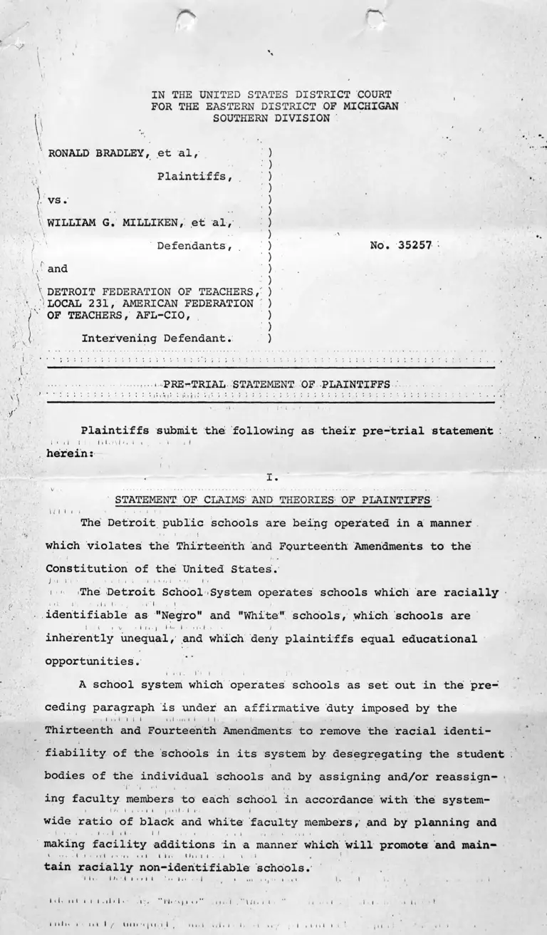 Pre-trial Statement of Plaintiffs preview
