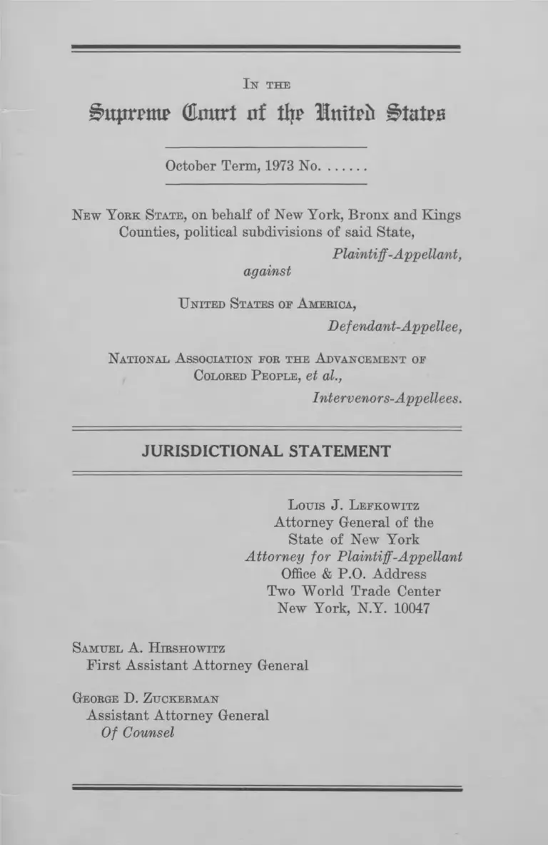 New York v. United States Jurisdictional Statement preview