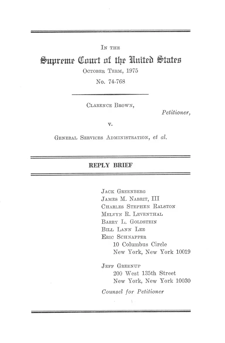 Brown v. General Services Administration Reply Brief preview