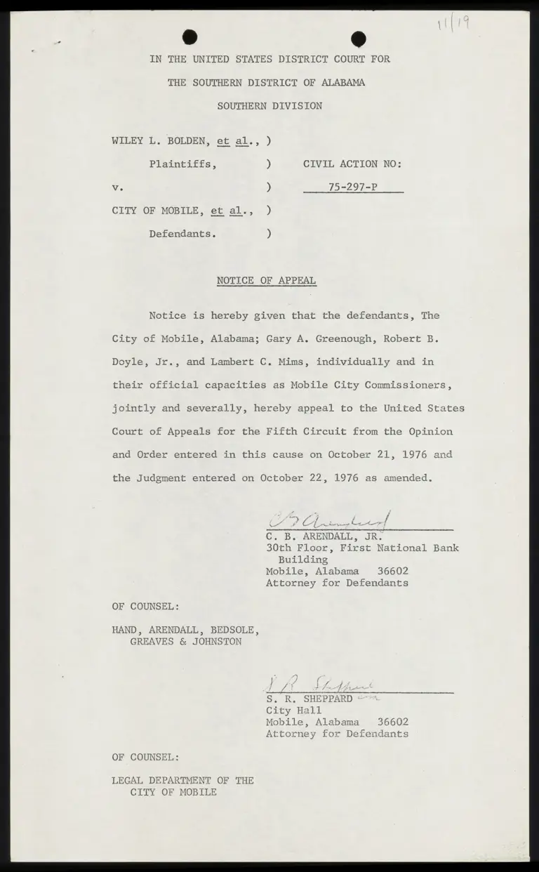 Defendant's Notice of Appeal preview