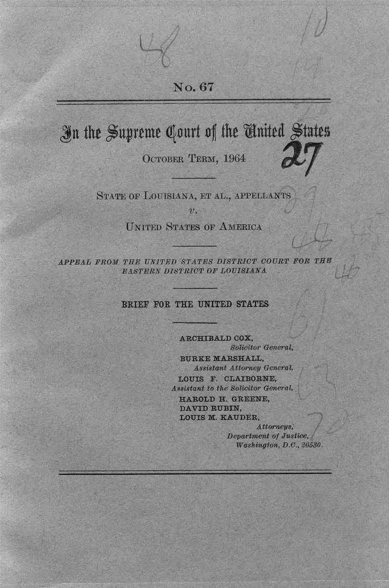 State of Louisiana v. United States of America Brief for the United States preview