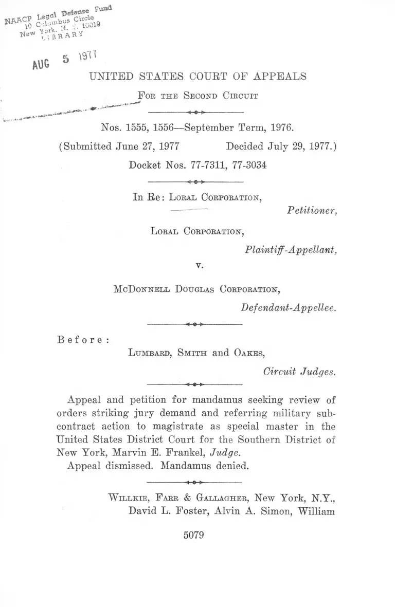 Loral Corporation v. McDonnell Douglas Corporation Opinion preview