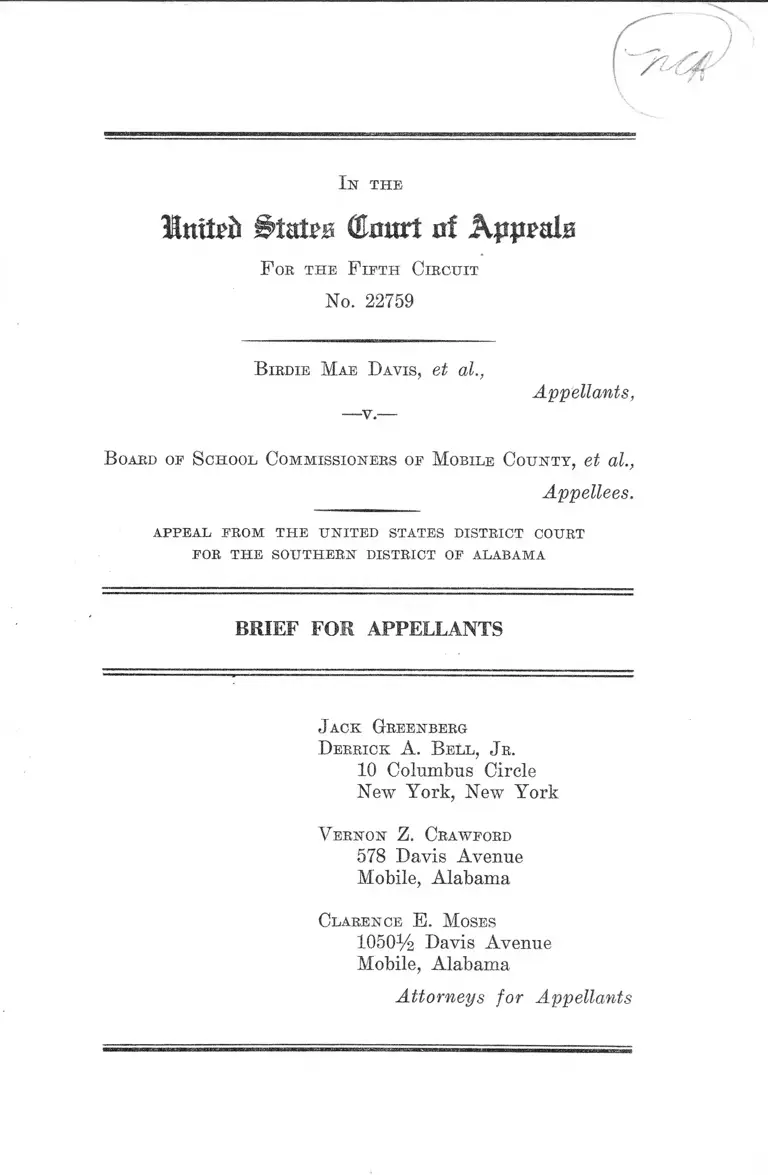 Davis v. Mobile County Board of School Commissioners Brief for Appellants preview