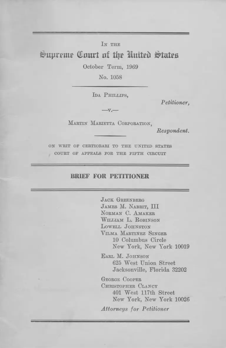 Phillips v. Martin Marietta Corporation Brief for Petitioner preview