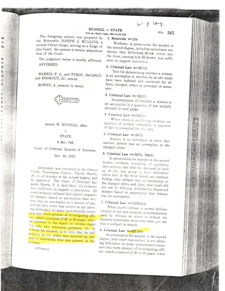 Russell v. State Court Opinion preview
