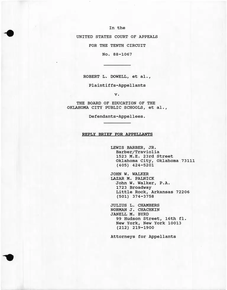 Dowell v. Oklahoma City Board of Education Reply Brief for Appellants preview