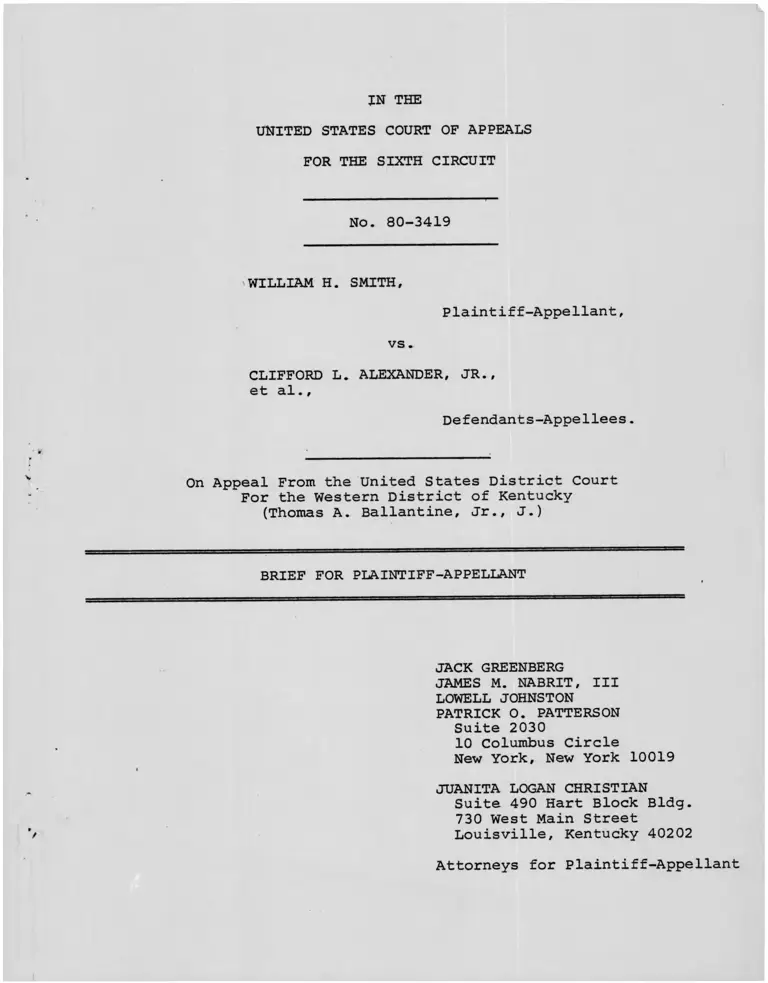 Smith v Alexander Brief for Plaintiff Appellant preview