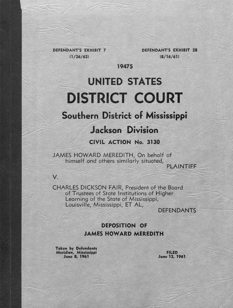 Meredith v. Fair Deposition of James Howard Meredith preview